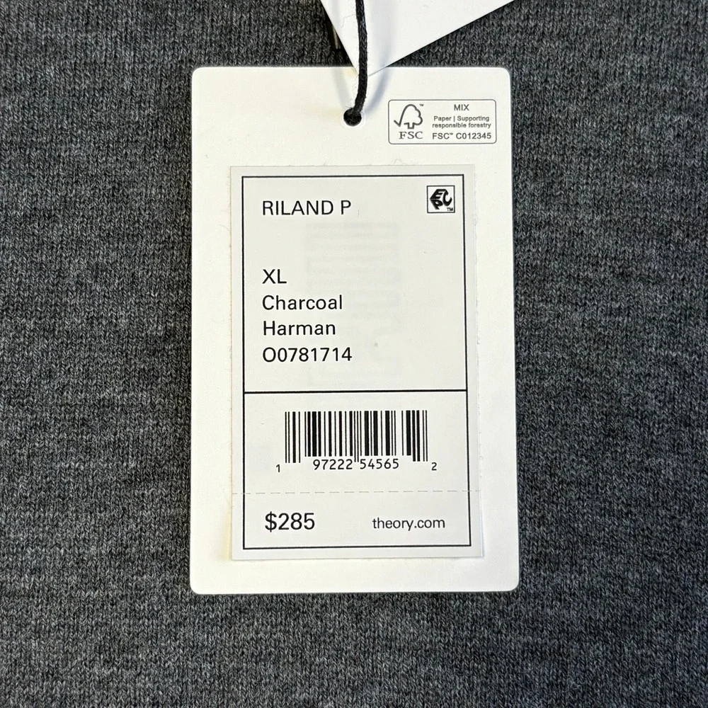 Theory Wool Blend Sweater Mens XL‎ Charcoal Gray Crewneck NEW $285
